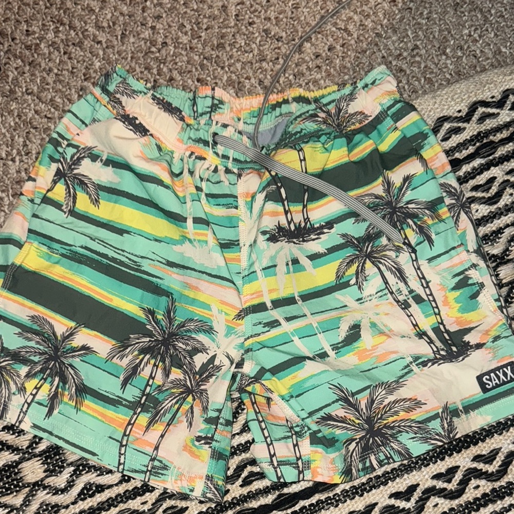 Saxx Palm Stripe Swim Shorts